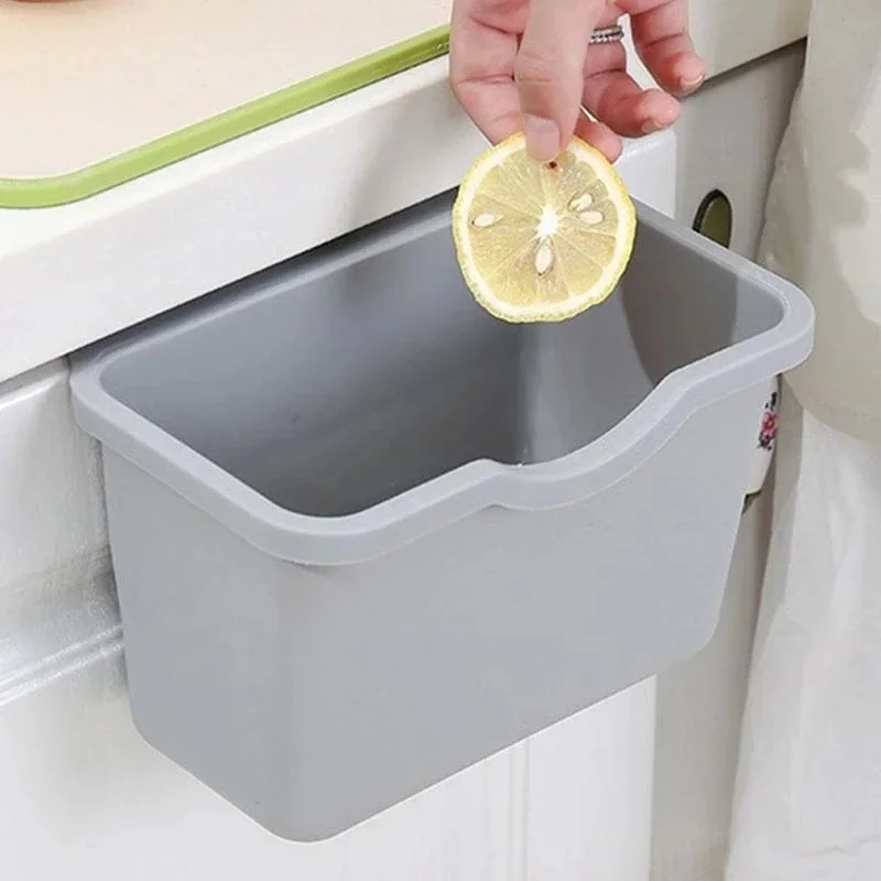 Plastic Basket Hanging Trash Can Waste Bin Garbage Can Storage Box Trash Storage Desktop Kitchen Holder Cabinet Door Hanging Can