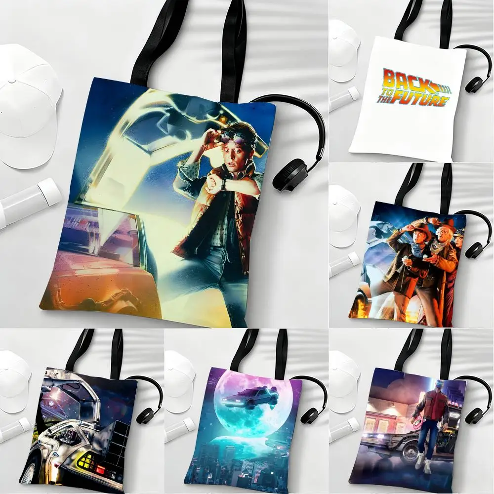 

Back To-The F-Future Storage Bags Lightweight Eco Friendly Fashionable Multi Purpose Large Capacity Canvas Shoulder Tote