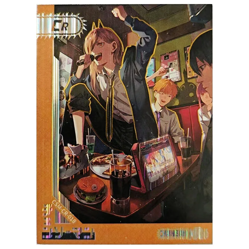 Anime Chainsaw Man Rare CR Collectible Card Power Denji Makima Reze Nayuta Sawatari Akane Yoru Toys for boys Birthday Present