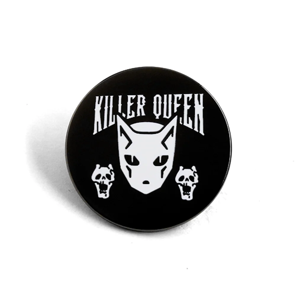 Killer Queen Yoshikage Kira Lapel Pin Manga JoJo's Bizarre Adventure Badge Skull Brooch 2D Gift Backpacks Hats Jeans Decorative