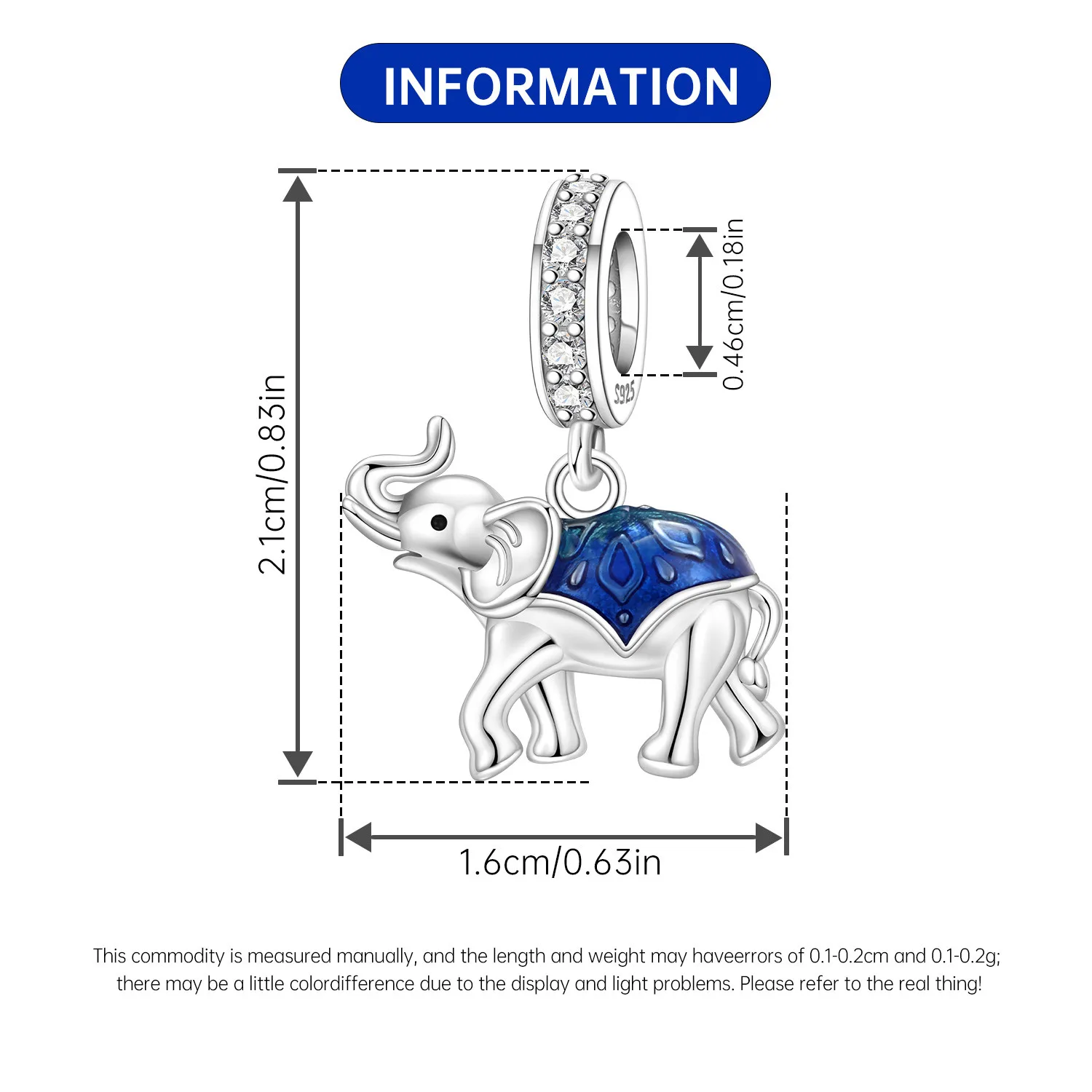 CYMYSS 925 Sterling Silver Charm Cute Animals Bead Elephant Pendant Fit Bracelets Necklace DIY Jewelry Making Party Gift