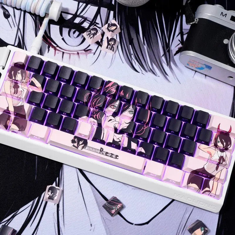 Custom Brand New Scarlet Flame Maiden Theme Anime Side Print Translucent Cherry Profile PBT Keycap Compatible Gift