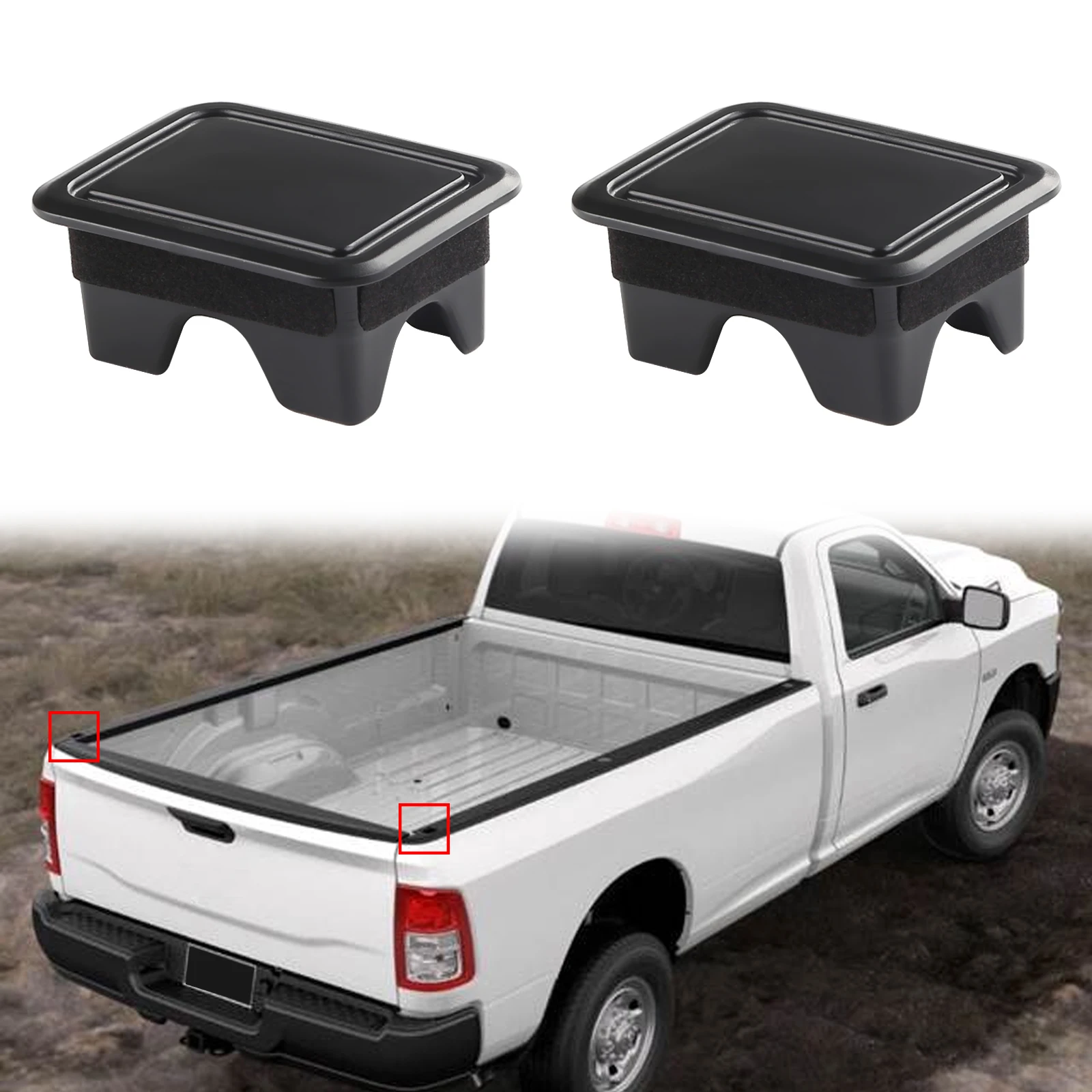 A pair Stake Pocket Covers Rear Truck Bed Rail Stake Pocket Cover For Dodge Ram 19-on 1500 2500 2019-2021 Car Bed accessories