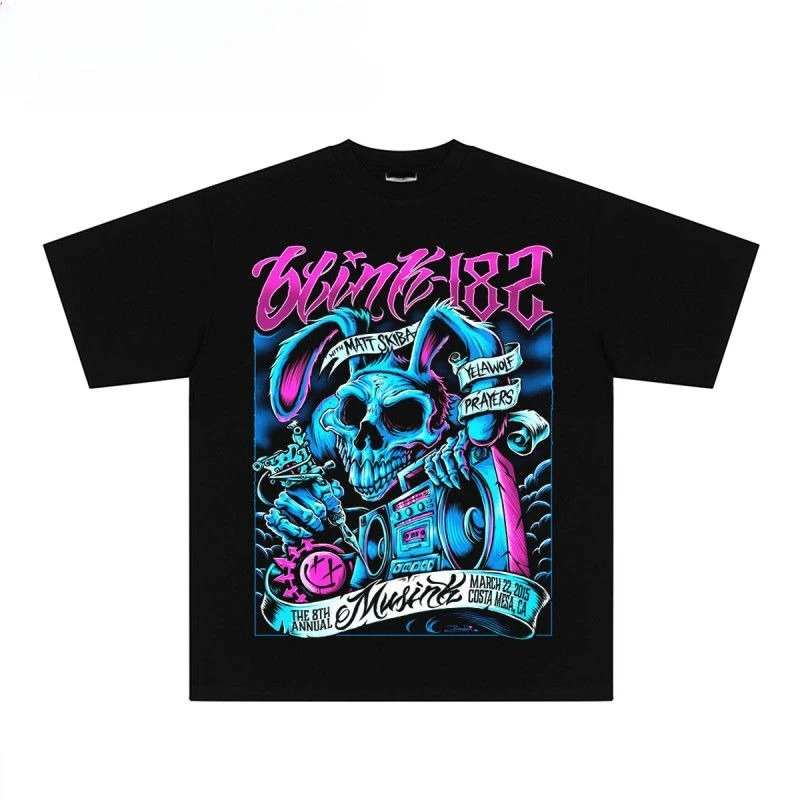 

Blink-182 American punk band peripheral T-shirt - Heavyweight pure cotton short-sleeved, American print loose long-sleeved