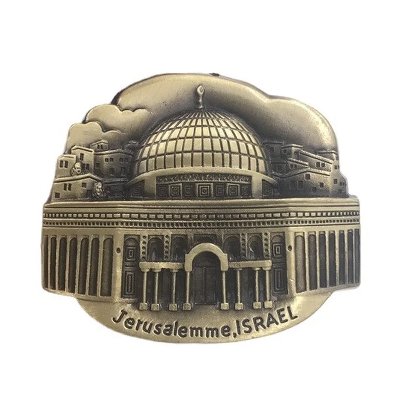 Metallic Fridge Magnets of Various Countries\'s Famous Landmarks France UJerusalem Travelling Souvenirs Magnetic Stickers Metal