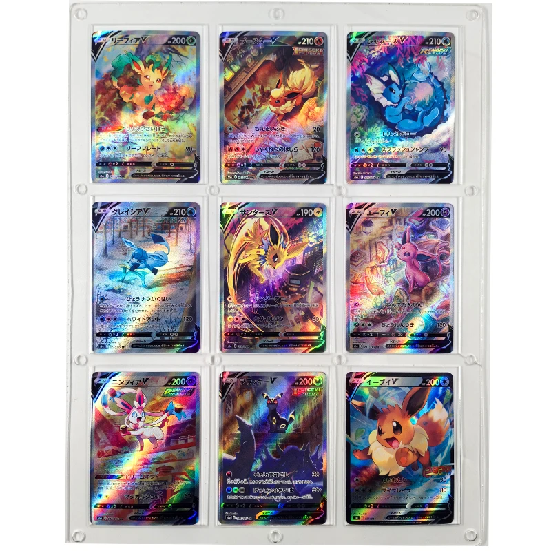 PTCG Pokémon Refracactive Flash Card Coleção, Japonês Sylveen, Espeon, Úmbrion, Presente de Brinquedo Infantil, 9 Unidades por Conjunto