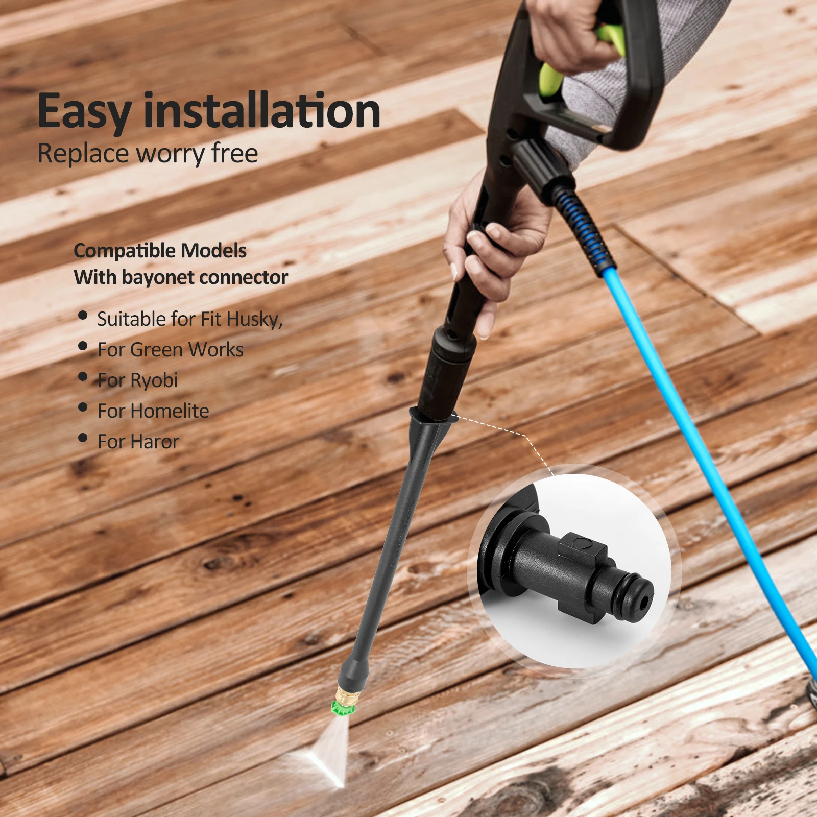 Pressure Washer Accessories 16 Inch Power Washer Replacement Wand with 5 Spray Tips and Turbo Nozzle for Cleaning Driveways Car