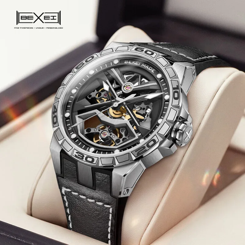 

BEXEI 9091, автоматические механические часы для мужчин, коллекция Wandering Earth Joint, креативный дисплей времени, модные очаровательные мужские часы