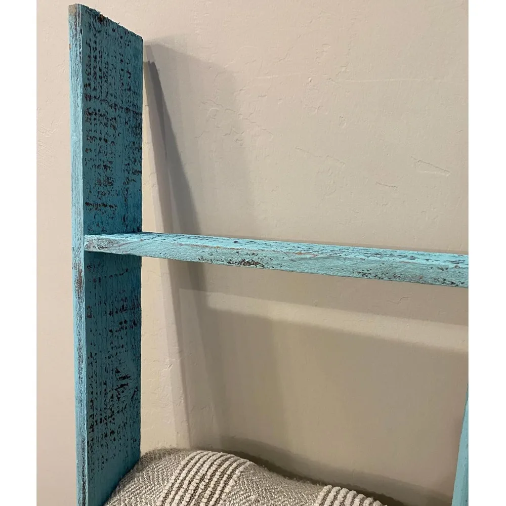 Tangga Rak Buku Kayu Reklamasi BarnwoodUSA (5 Kaki, Pirus)