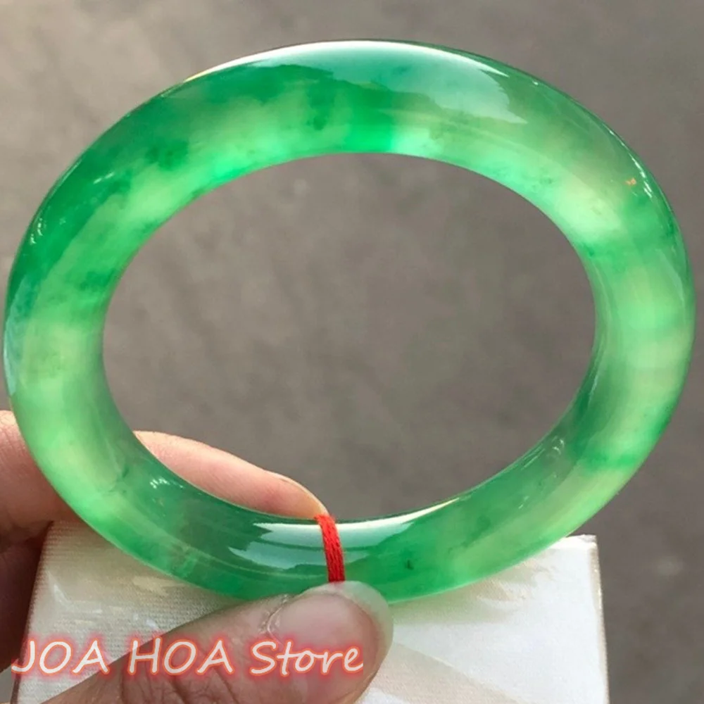 

New Original Ecological Color Ice Emerald Green Bangle Natural Bashan Jadeite Bracelet Boutique Handring Perfect Jewelry