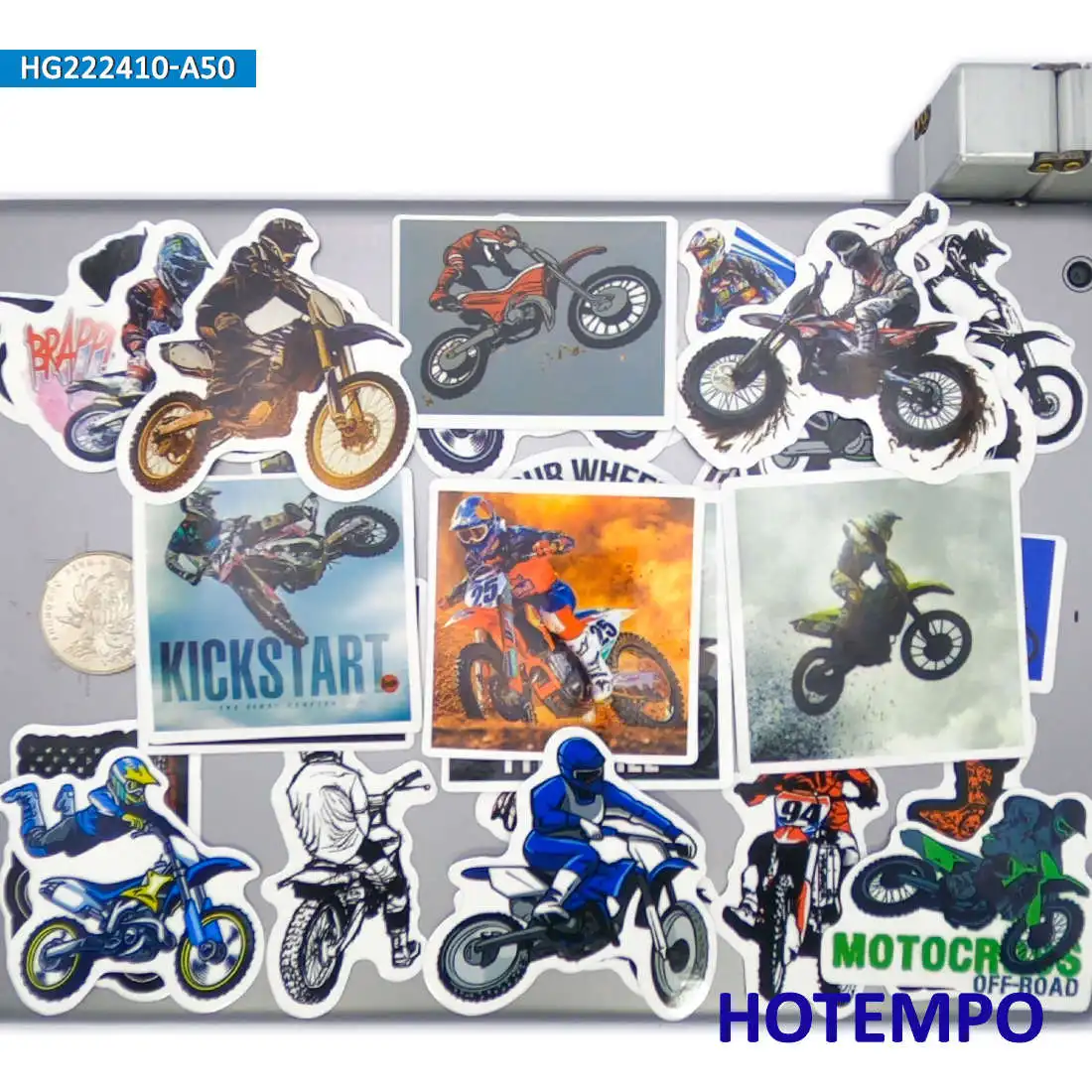 50 peças, Motocross de montanha, Esportes de motocicleta, bicicleta de sujeira, Adesivos à prova d\'água, para skate Telefone celular Laptop Carro