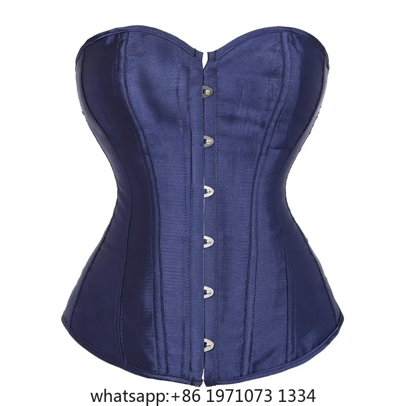 Caudatus Blue Corsets Top For Women Bustiers Overbust Satin Sexy Costume Corselet Brocade Vintage Style Korsett Plus Size