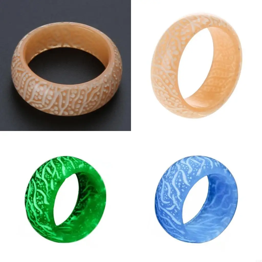   Fashion Colorful Luminous Resin Ring Fluorescent Glowing Rings Jewelry Women Men