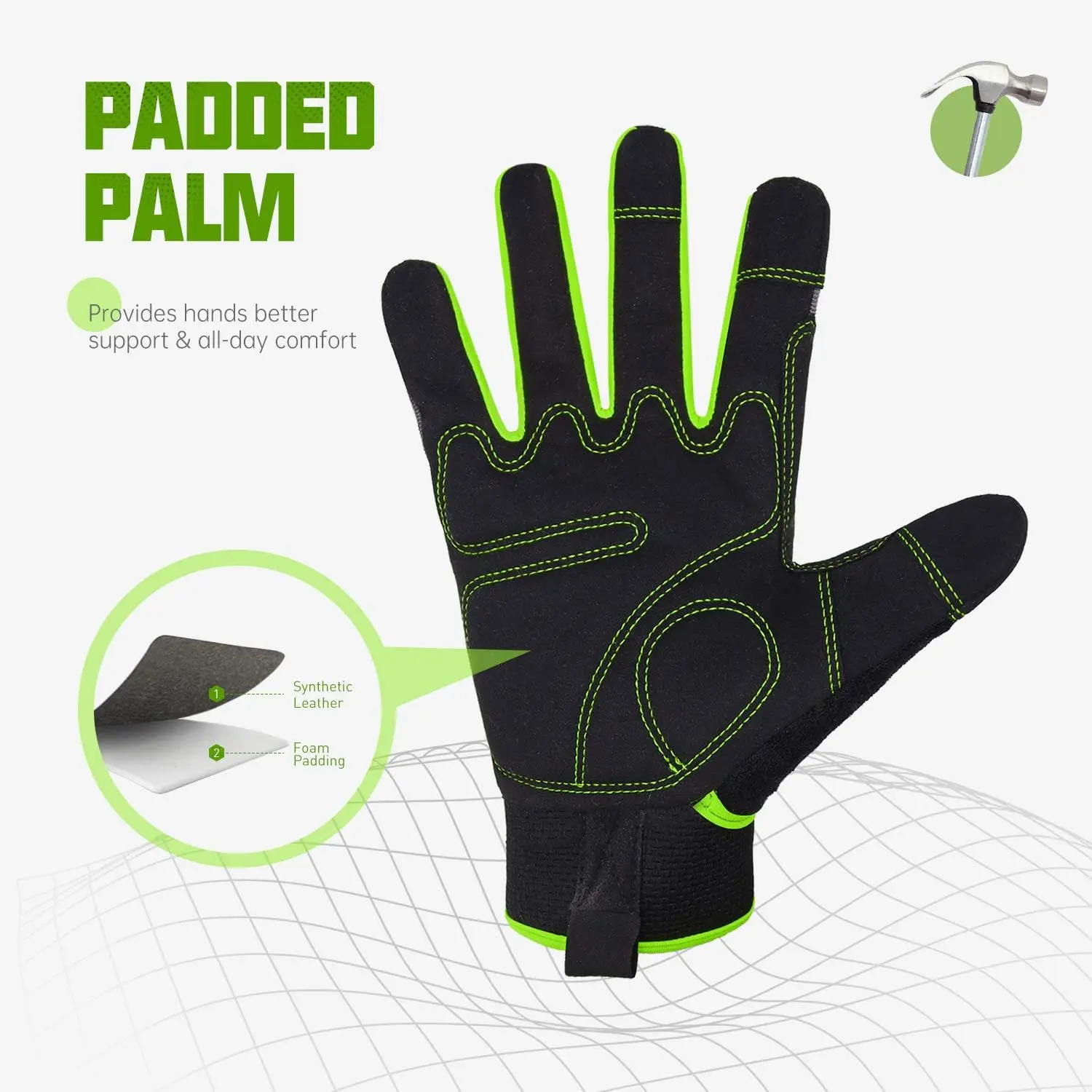 HANDLANDY Work safety Gloves, Utility Safety Mechanic Working Gloves Touch Screen, Flexible Breathable Yard Work Gloves