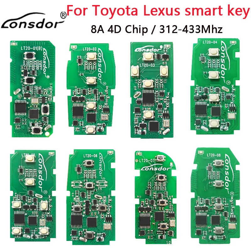 Lonsdor-llave remota inteligente LT20 para coche, Universal, para Lexus, Subaru, Toyota 8A, 4D, Chip A433, F433, 5290, 0020, 0440, 0410, 0140, 5801