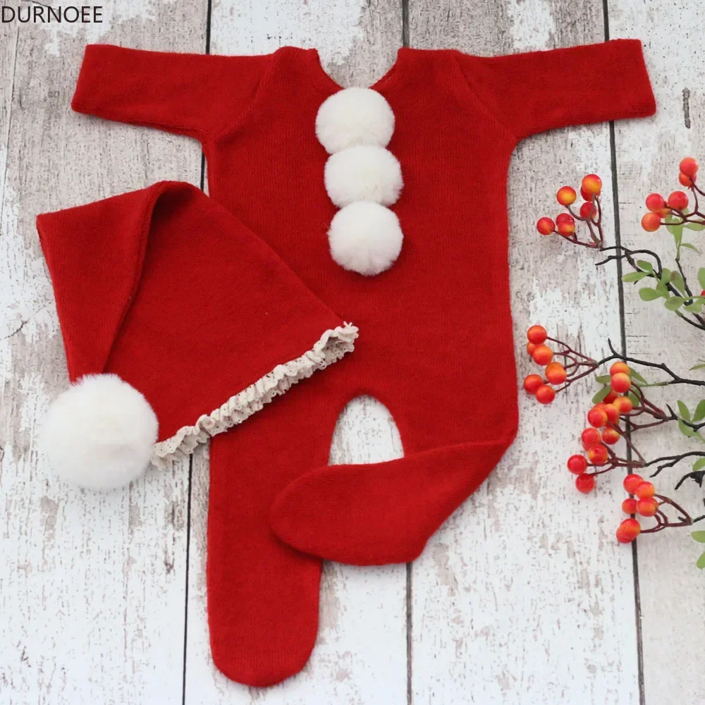 Traje de bebé fotografía recién nacido sombrero de Navidad mameluco bebé sesión de fotos accesorios ropa