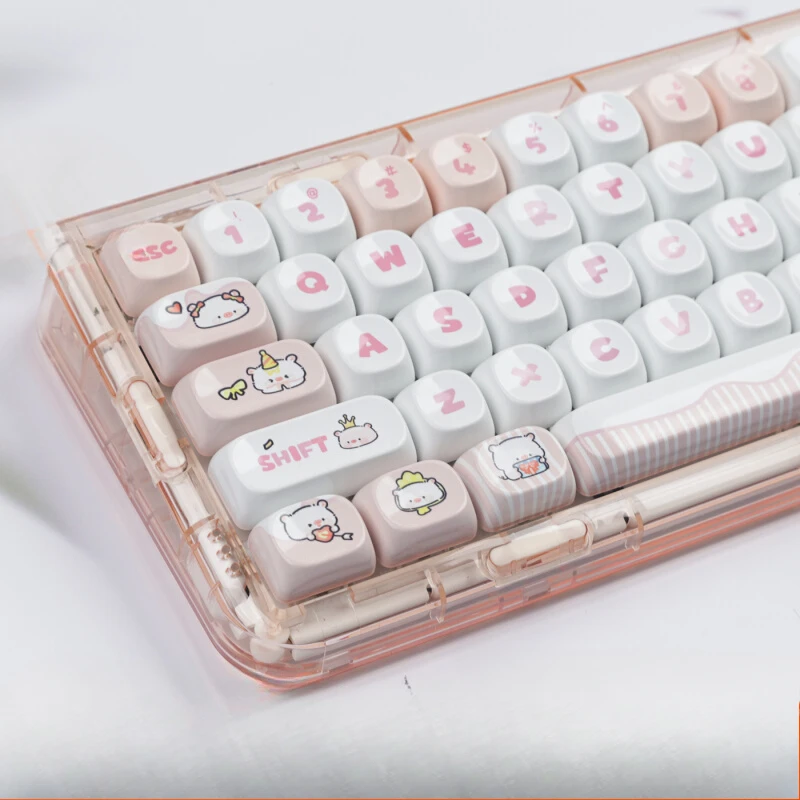 Party Piggy Ceramic Texture Keycap MOA Profile PBT Material Thermal Sublimation Glazed Keycaps DIY Mechanical Keyboard 140 Keys