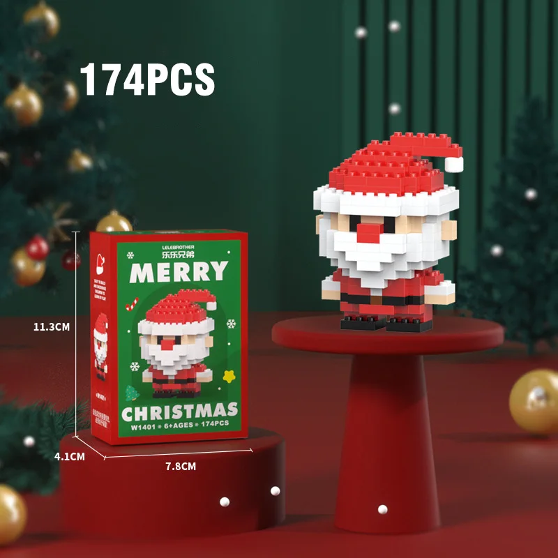 DIY Christmas Santa Claus Building Blocks Set Christmas Themed Brick Ornaments Mini Block Figures Christmas Birthday Gifts Kids