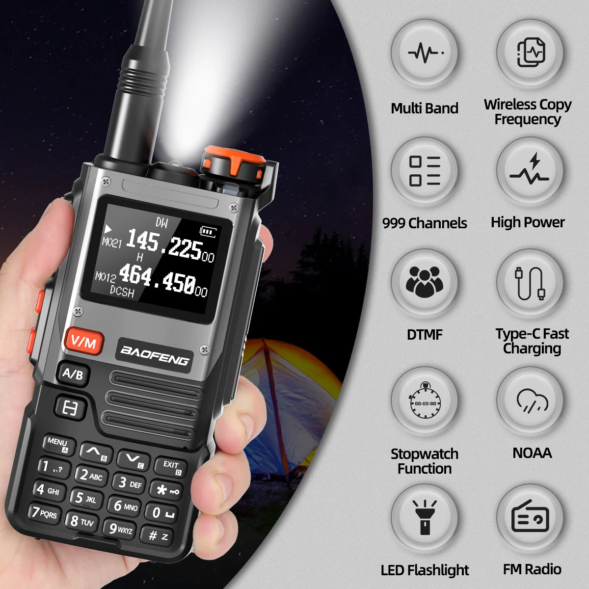 Baofeng UV-K61 Walkie Talkie Air Band VOX FM Radio NoAA  Wireless Copy Frequency TYPE-C Charger UV-5R UV-K6 Two Way Ham Radio