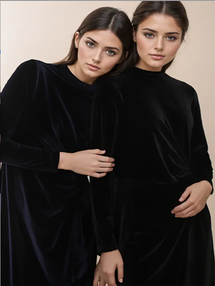 2024 neue Frauen Langarm Kleid Herbst Winter Mode einfarbige Schärpe Knoten elegante Dame Kleidung weibliche lässige lange Roben