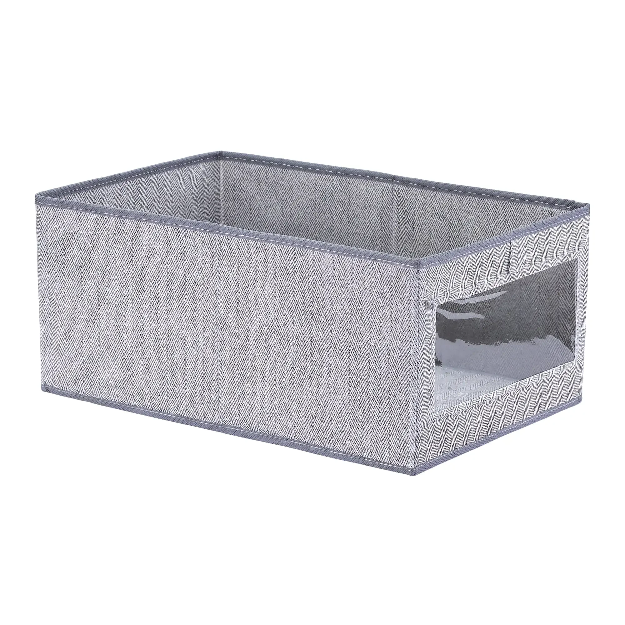 

Unique Bargains Contenedor de Almacenamiento con Asas Cesta Organizadora Plegable Gris 17"x12"x8"