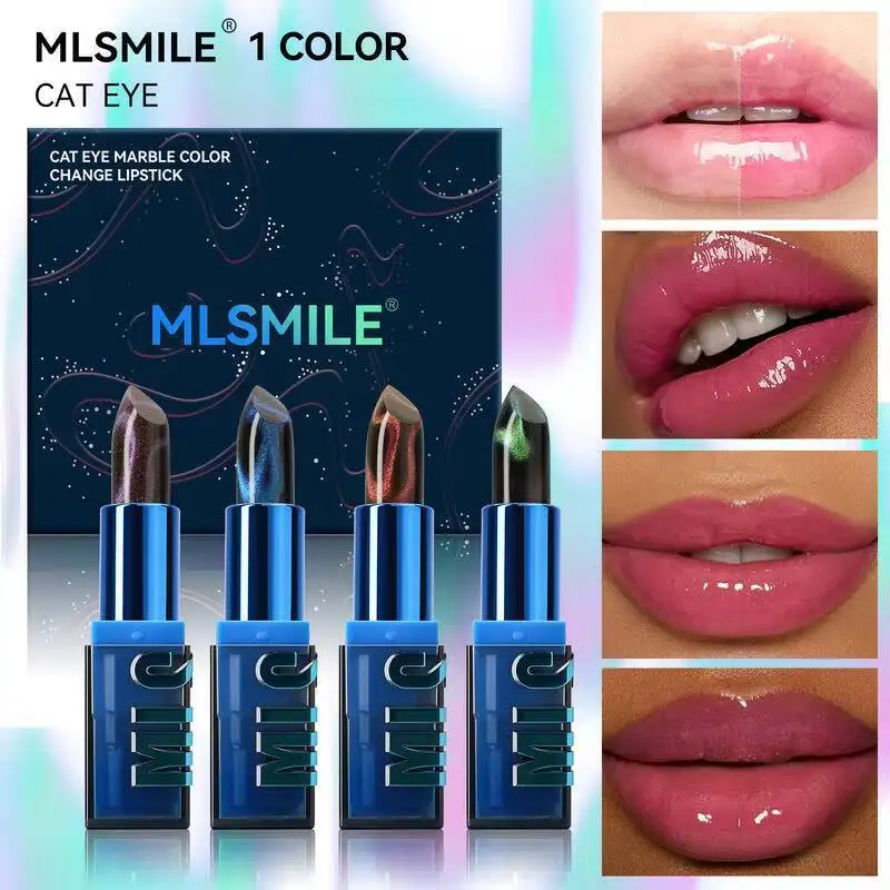 MLSMILE ลิปสติก 4 ชิ้น ลิปสติกเปลี่ยนสีตามอุณหภูมิ ติดทนนาน ไม่ติดแก้ว ชุ่มชื้น สำหรับงานปาร์ตี้ 2025 รุ่นใหม่ C51TC1