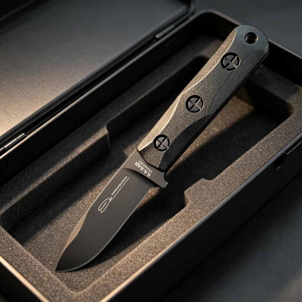 KA-BAR EK51 Fixed Blade Hunting Knife with Sheath, Stainless Steel Blade Nylon Fibre Handle Outdoor Survival Tool for Camping