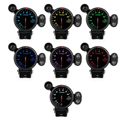 Imagen 2 del producto CNSPEED 80MM 7 colores nuevo tacómetro de coche medidor 0-11000 Rpm Motor paso a paso de alta velocidad con luz de cambio y advertencia de pico