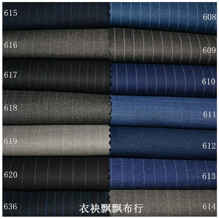 High Quality Fabrics for Men's Suits Striped Suit Fabric Light Gray Dark Blue Black Autumn Pants Vest Non-Ironing