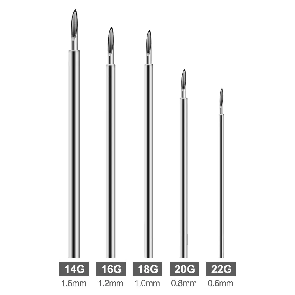 100/50pcs Tattoo Piercing Needles Disposable Body Piercing Needles 14G 16G 18G 20G 22G  Tattoo Piercing for Nose Lip Piercing