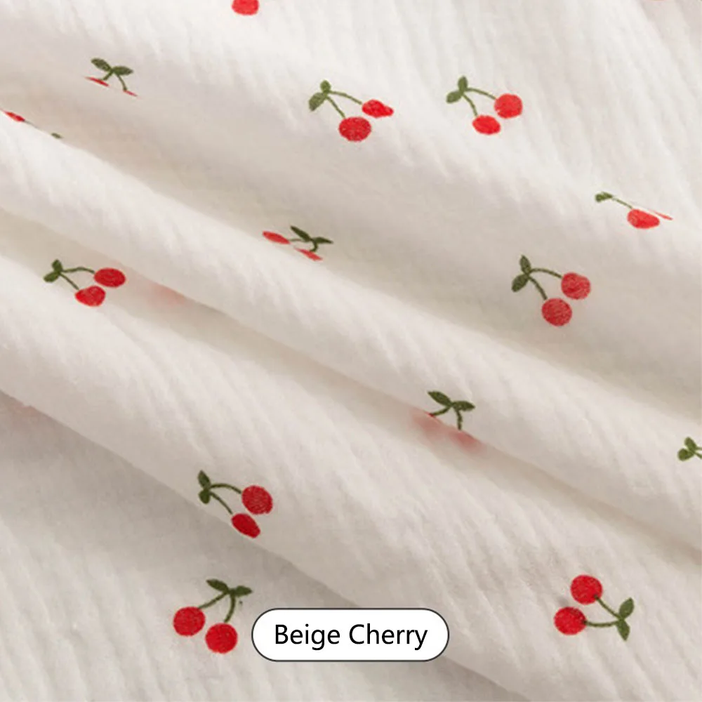 130x50cm Rose Yellow Flower Print 100% Cotton Double-Layer Crepe Fabric For Apparel Bed Sheet Quilting DIY Sewing Craft Material