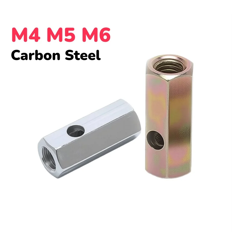 Carbon Steel White Zinc/Color Zinc Hex Coupling Nuts M4 M5 M6 Fiber Optic Cable Fixing Post Terminal Post Transverse Hole Nuts