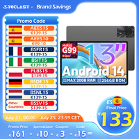 Teclast T65 Max 13 Inch Android 14 Tablet 8 Core Mediatek Helio G99 (8+12) Max. 20Gb Ram 256Gb Rom 10000Mah Battery Dual Sim Network 4g and Call 1920X1200 Gps Widevine L1 for Netflix