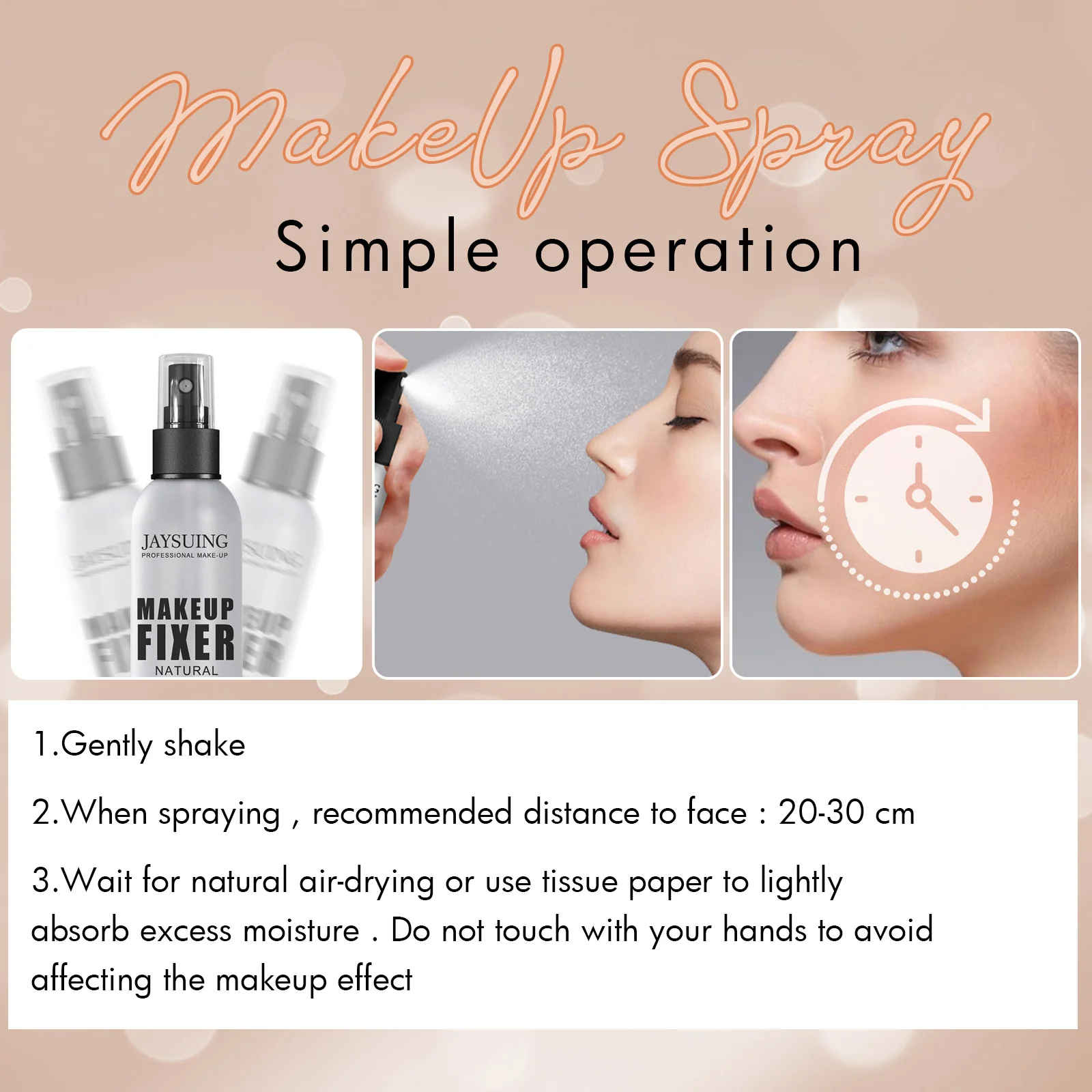 Jaysuing Spray fixateur de maquillage hydratant contrôle de l'huile imperméable ne se décolore pas réglage de maquillage longue durée et Spray rafraîchissant