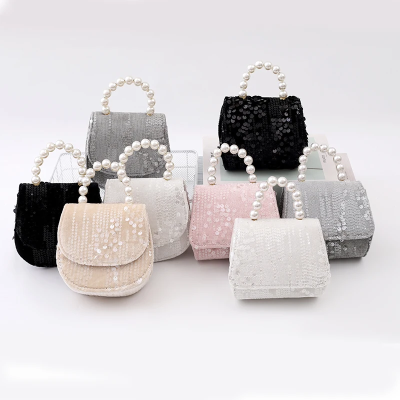 Bolsa de ombro infantil em pó pérola, carteira zero, bolsa de princesa, bolsa feminina, moda feminina, venda quente