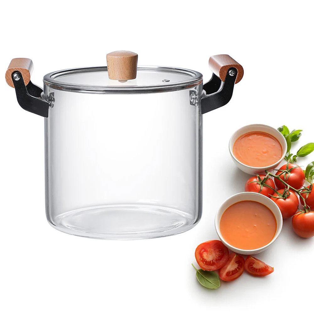 

4.5L Olla Heat Resistant Hi Borosilicate Glass Boiling Saucepan Cooking Pot With Glass Cover Kitchen Soup Cooking Tools With Lid