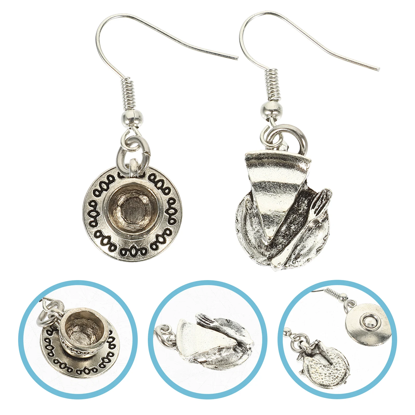 

Vintage Tea Cups Cake Earrings Decorations Teacup Ornaments for Women Silver