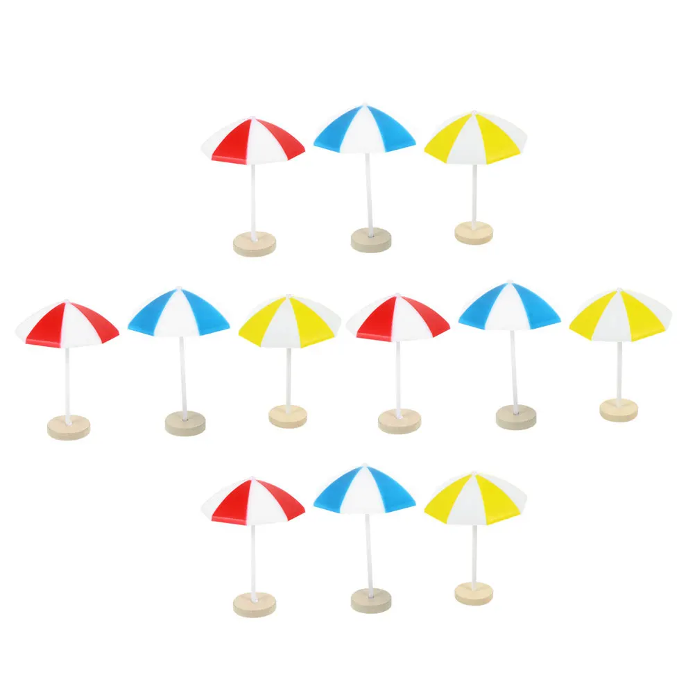 

12 Pcs Beach Umbrella Ornaments Miniature Decorations Toy Decorative Plastic Sun