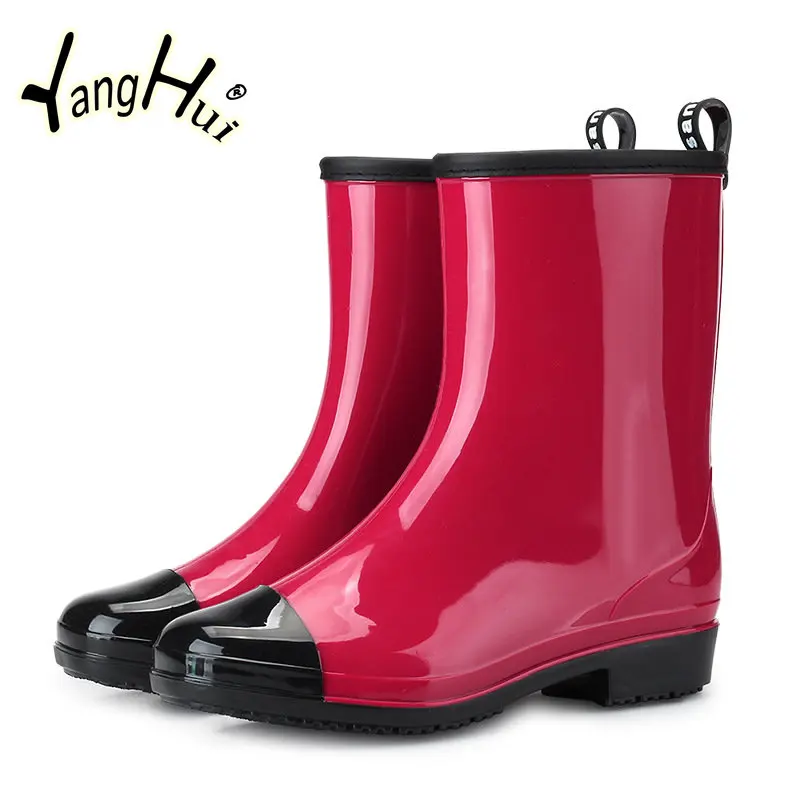 Waterproof Non-slip Wear-resistant Ankle Women\'s Rainboots Mixed Colors All-match Fashion Rain Shoes for Women 2023 New Spring