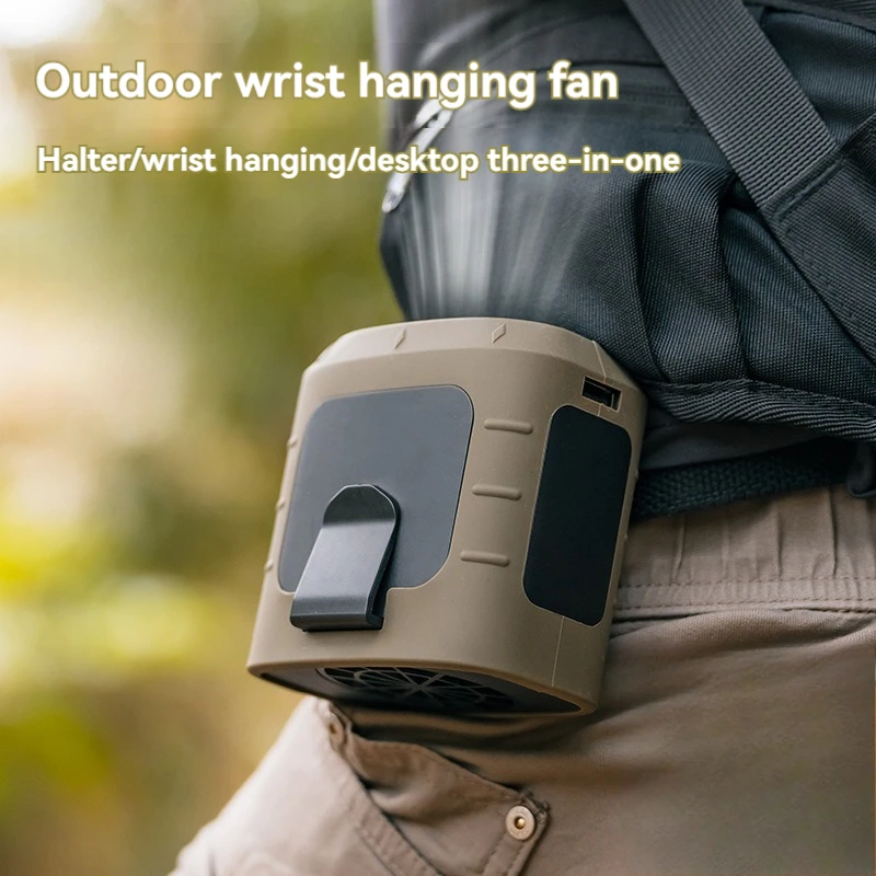 New portable hanging neck fan usb charging outdoor work portable leafless fan light camping hanging waist fan