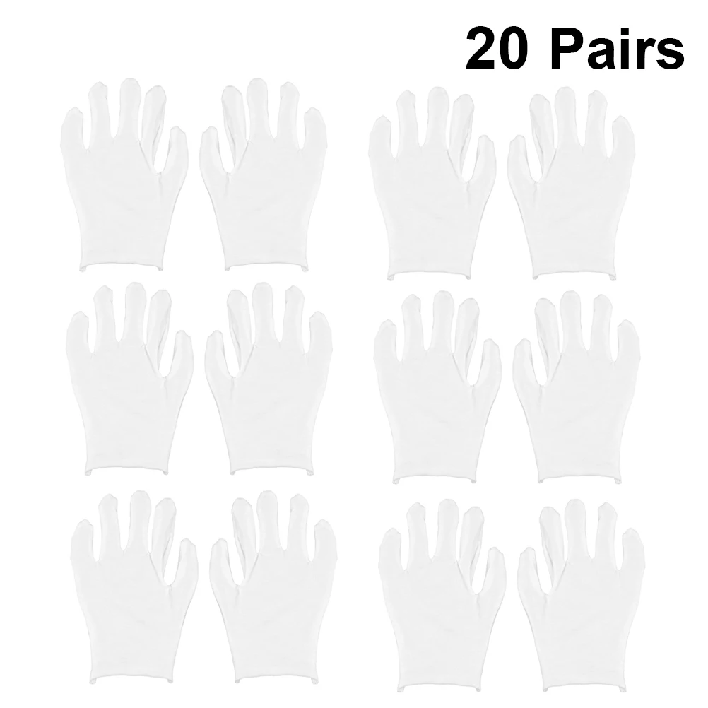 

20Pair White Cotton Gloves Comfortable Stretchy Protective Industrial Working Gardening Etiquette Warm Reusable