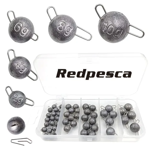 Imagen 1 del producto 50/40/35 Cannonball pesas de Pesca plomos configuración rápida Jig cabeza bola plomo Cheburashka peso para lubina trucha Pike perca Pesca