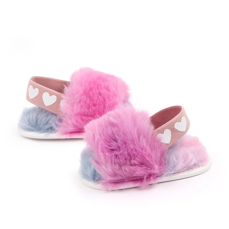 0-1 year old elastic baby sandals Fashion tie dye baby shoes Fur sandals toddler shoes
