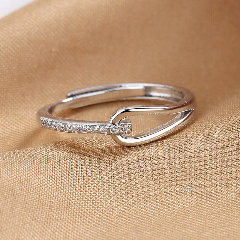 

Dawn's Jewel S925 Silver Ins Tide Light Luxury Cold Wind Open Ring Female Geometry Hollow Self-discipline Index Finger anillos