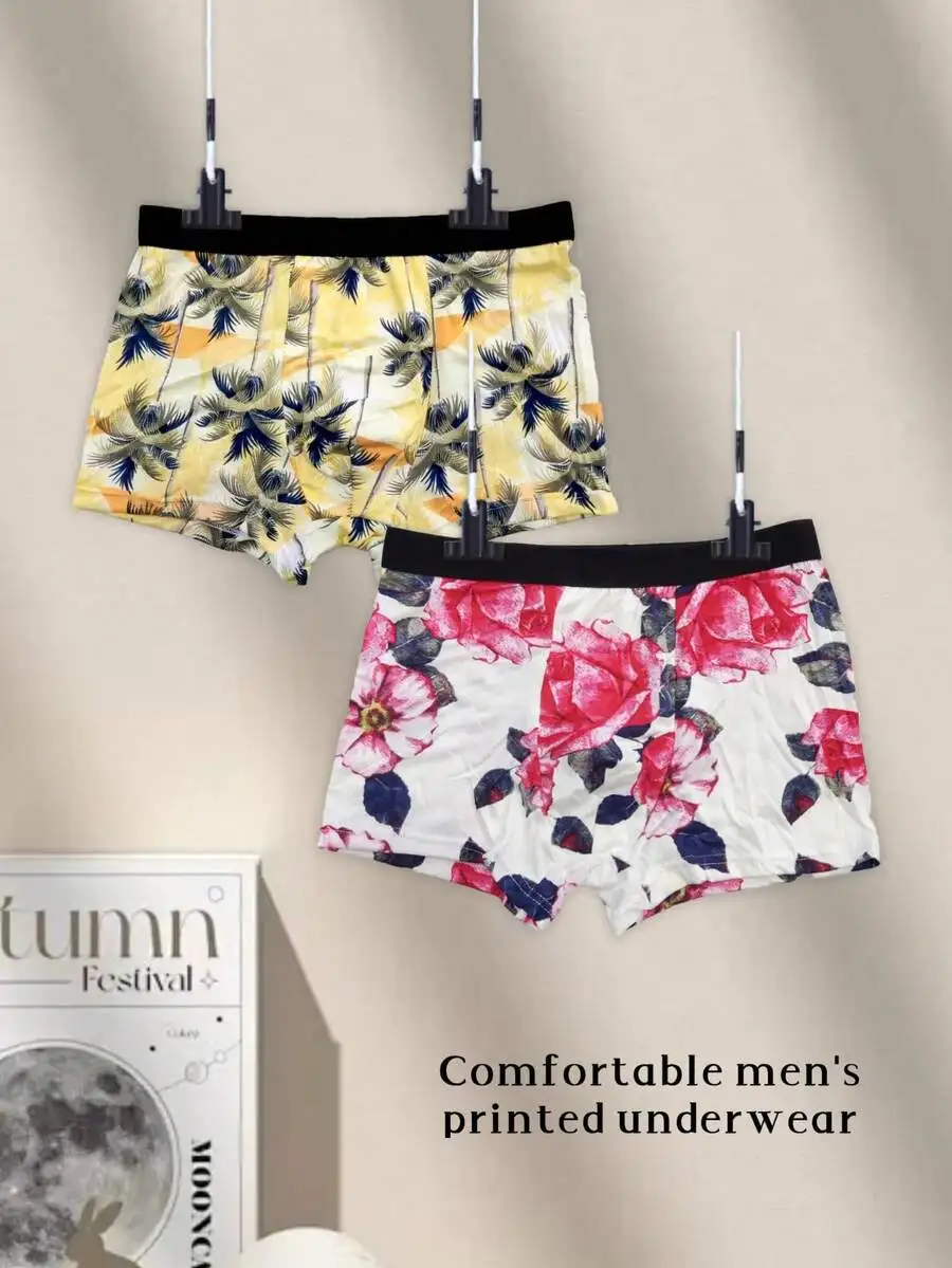 

Mens Floral Printed Boxer Shorts Comfortable Breathable Elastic Waistband