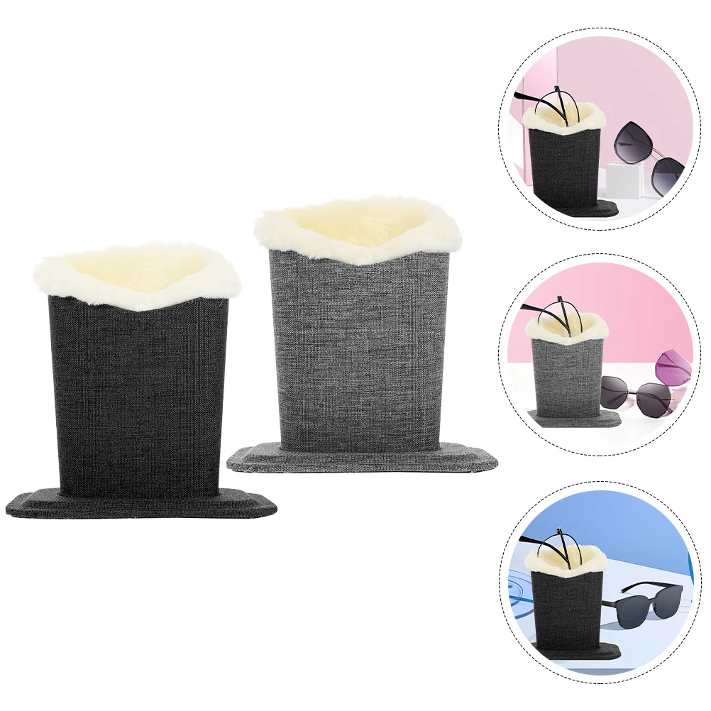 

2 Pcs Glasses Case Fabric Holder Plush Stands for Desktop Holders Eye Eyeglasses Base Women's