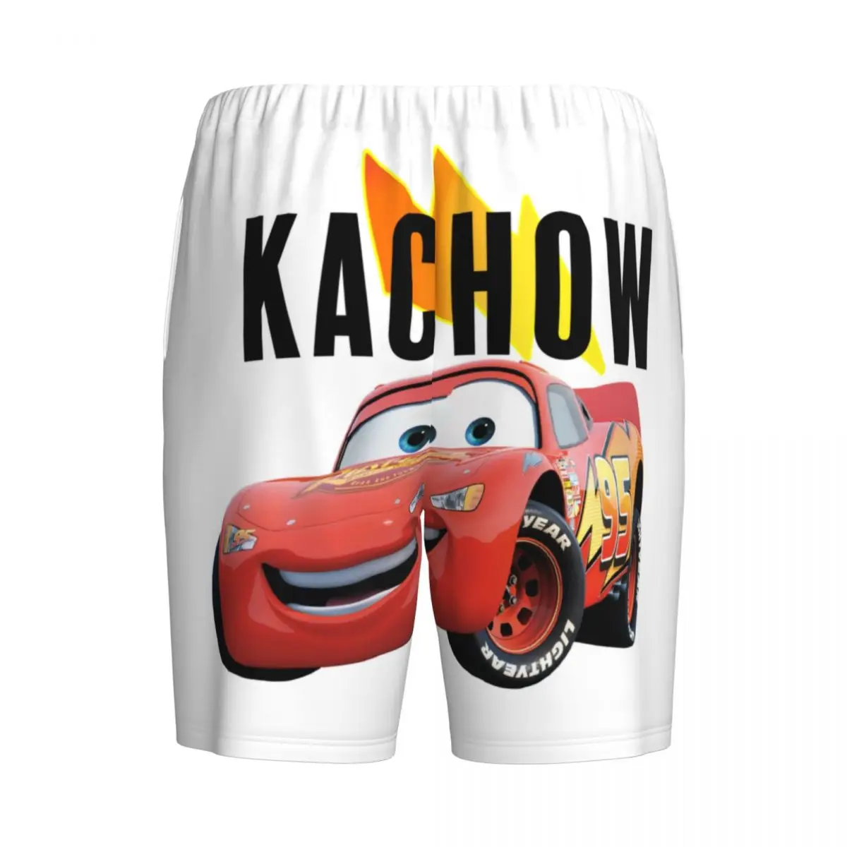 Custom Lightning Mcqueen Cartoon Cars Kachow Pajama Shorts Sleepwear Men Elastic Waistband Sleep Lounge Short Pjs with Pockets