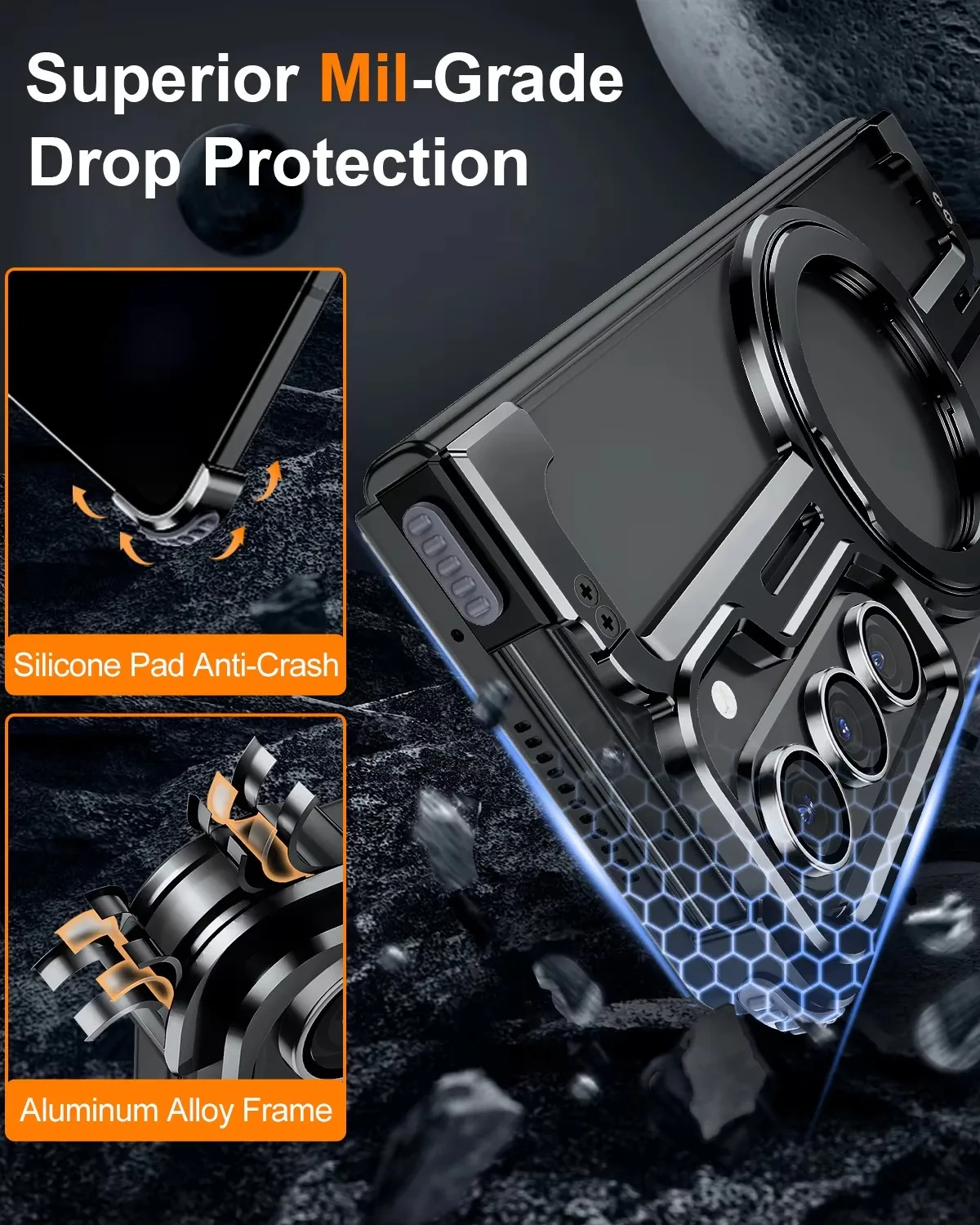 Metal Magsafe Phone Case for Samsung Galaxy Z Fold 5 6 Aluminum Alloy 360 ° Rotating Bracket Shockproof Cover for Galaxy Z Fold6 - Image 4