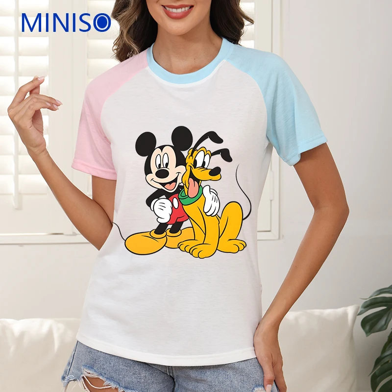 

Women Cartoon Tops & Tees Clothes Y2k Custom T-shirt Short Sleeve Disney Mickey Clothing Brands Ladies Large Size Summer Dress