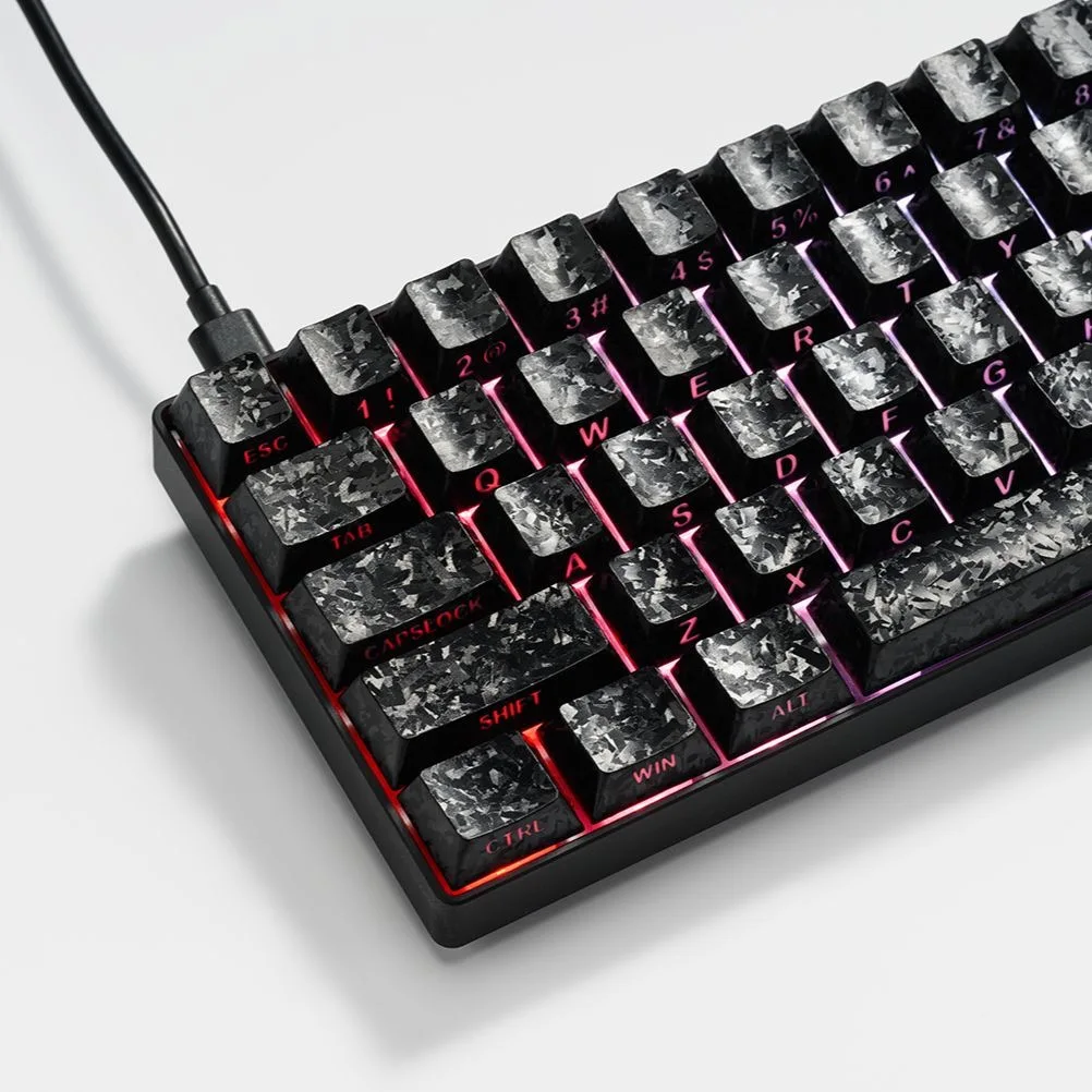 2026 New Forged Carbon Fiber Pattern Keycaps Cherry Height– Side-Engraved, Backlit PBT for Original Magnetic Switches 132 Keys
